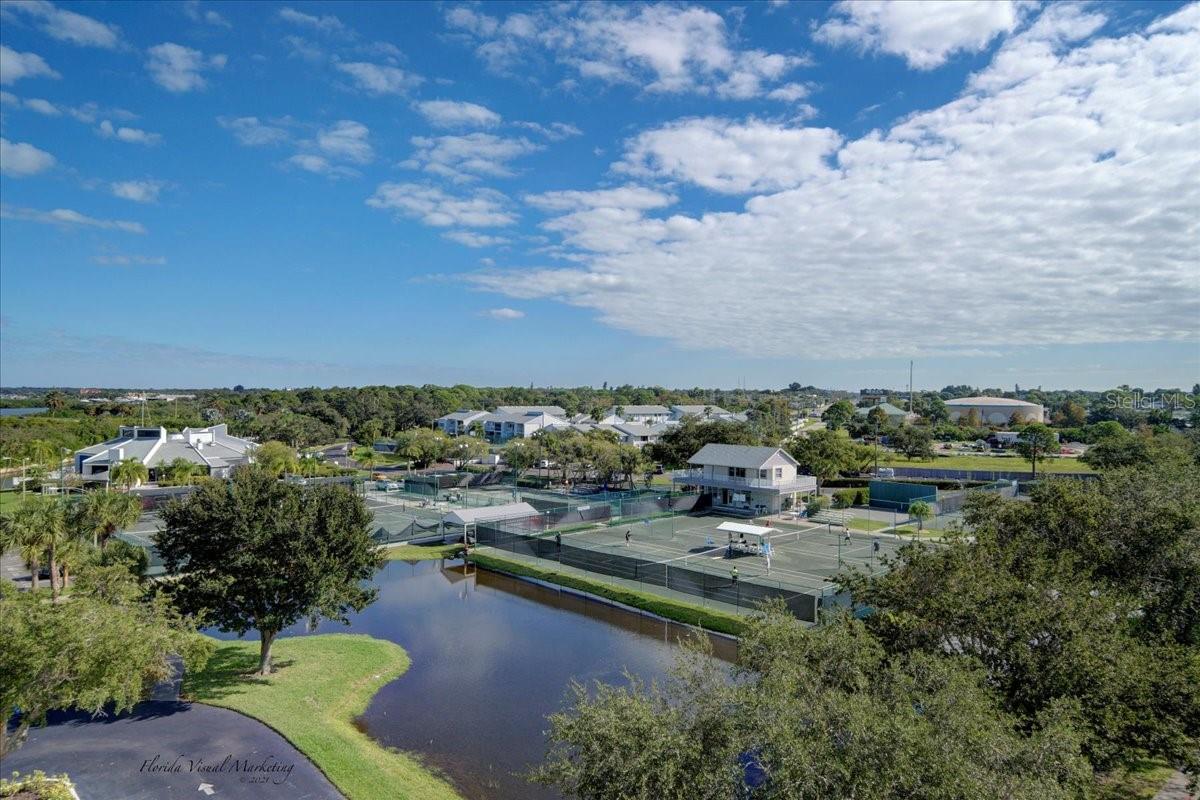 ... Shipwatch - Looking South East - .. is Noted for their  11 Har Tru Tennis Courts - Pro Shop and Now their Pickle Ball Courts. Don't Forget the Boaters.. A Good Mix Here at Shipwatch..