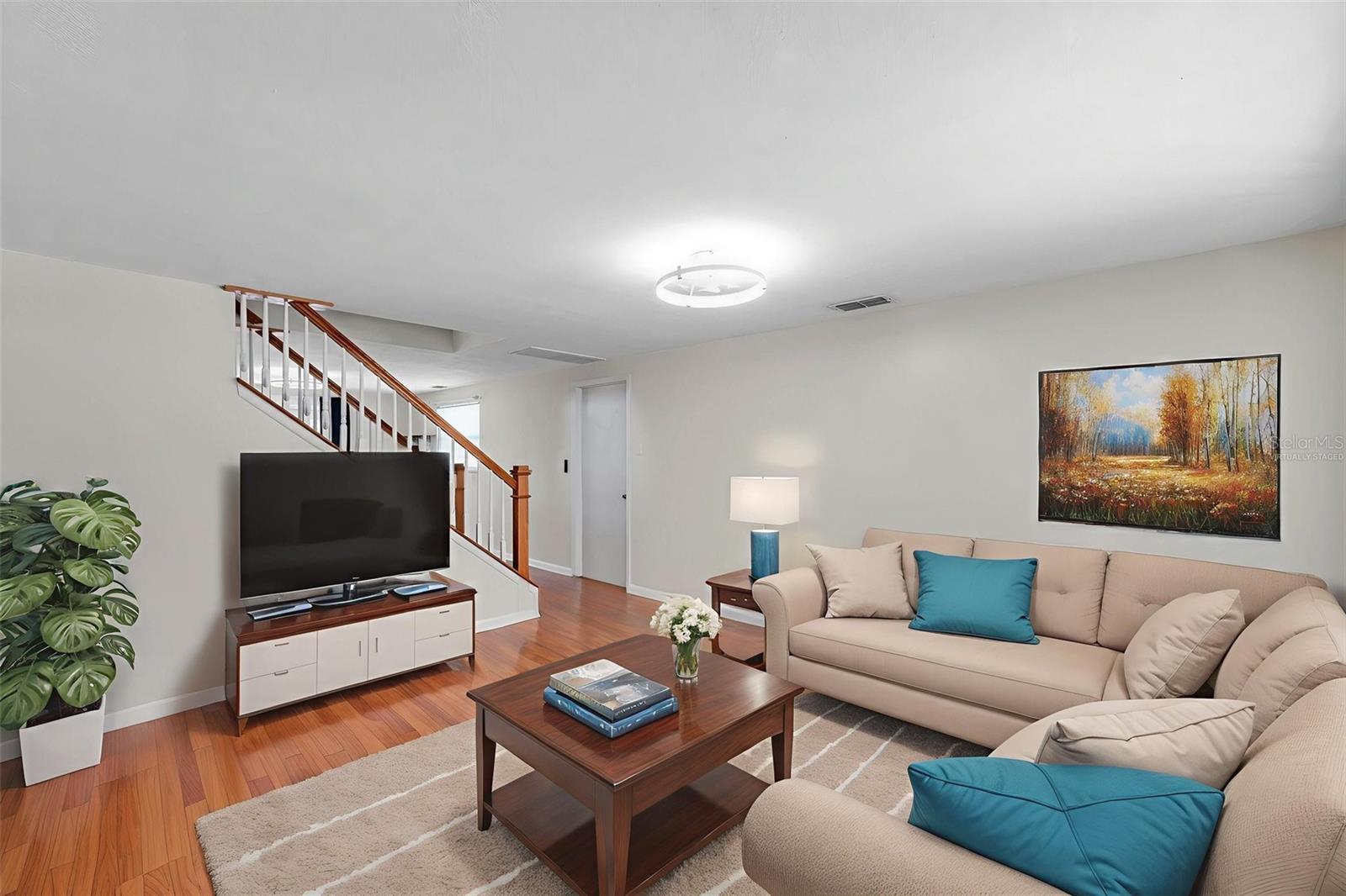 Living room virtually staged