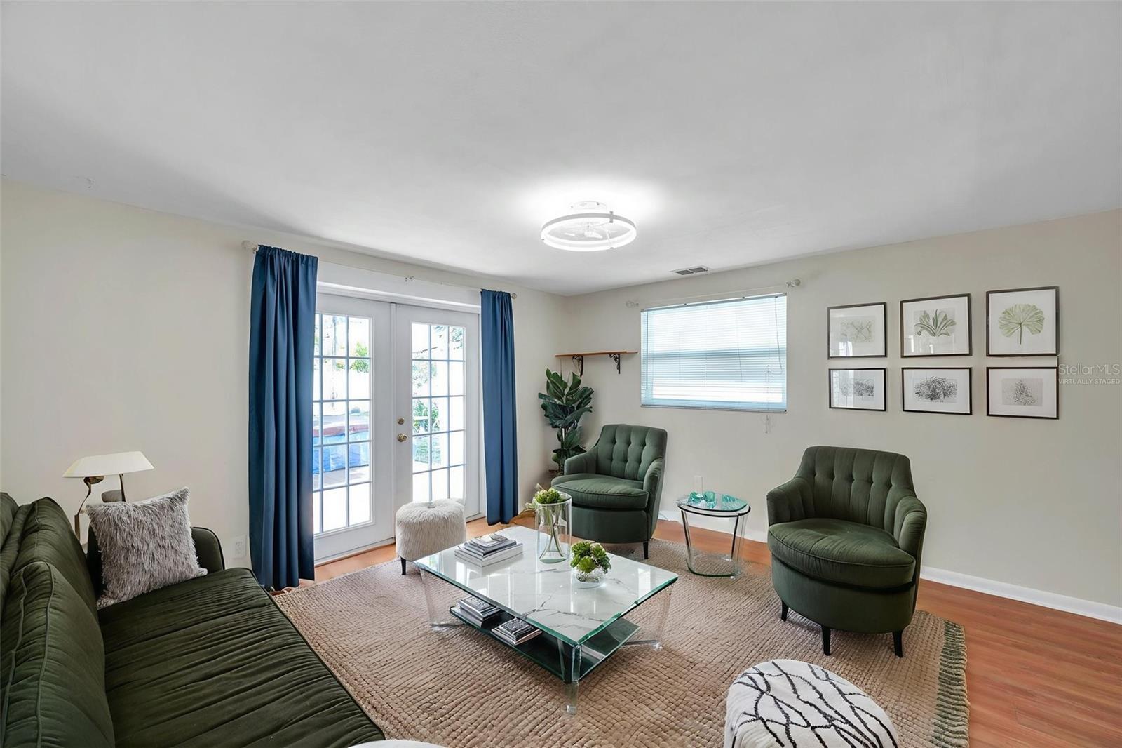 Family room virtually staged