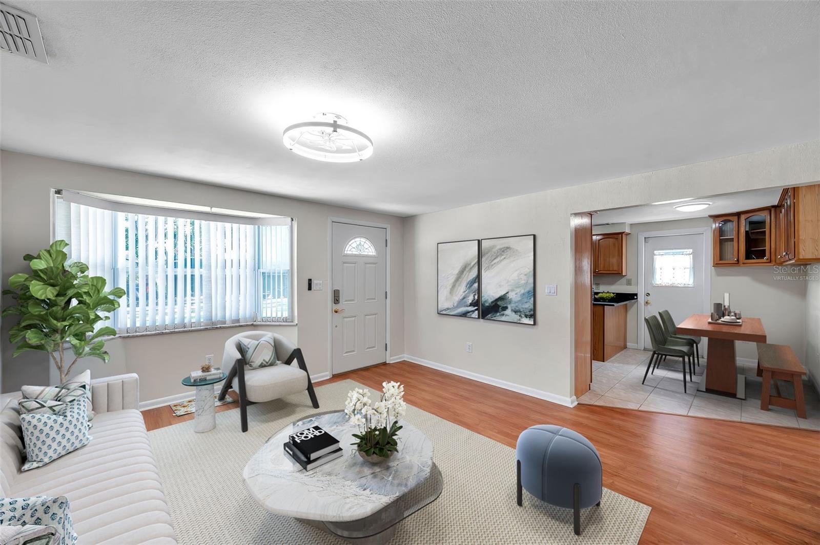 Living room virtually staged