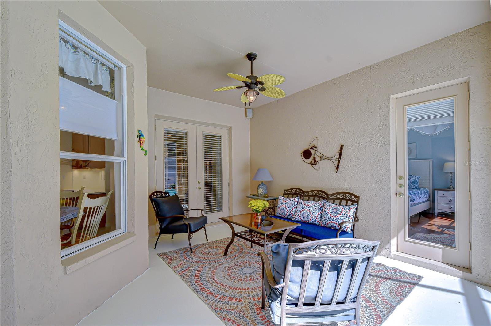 Comfortable covered outdoor living space.