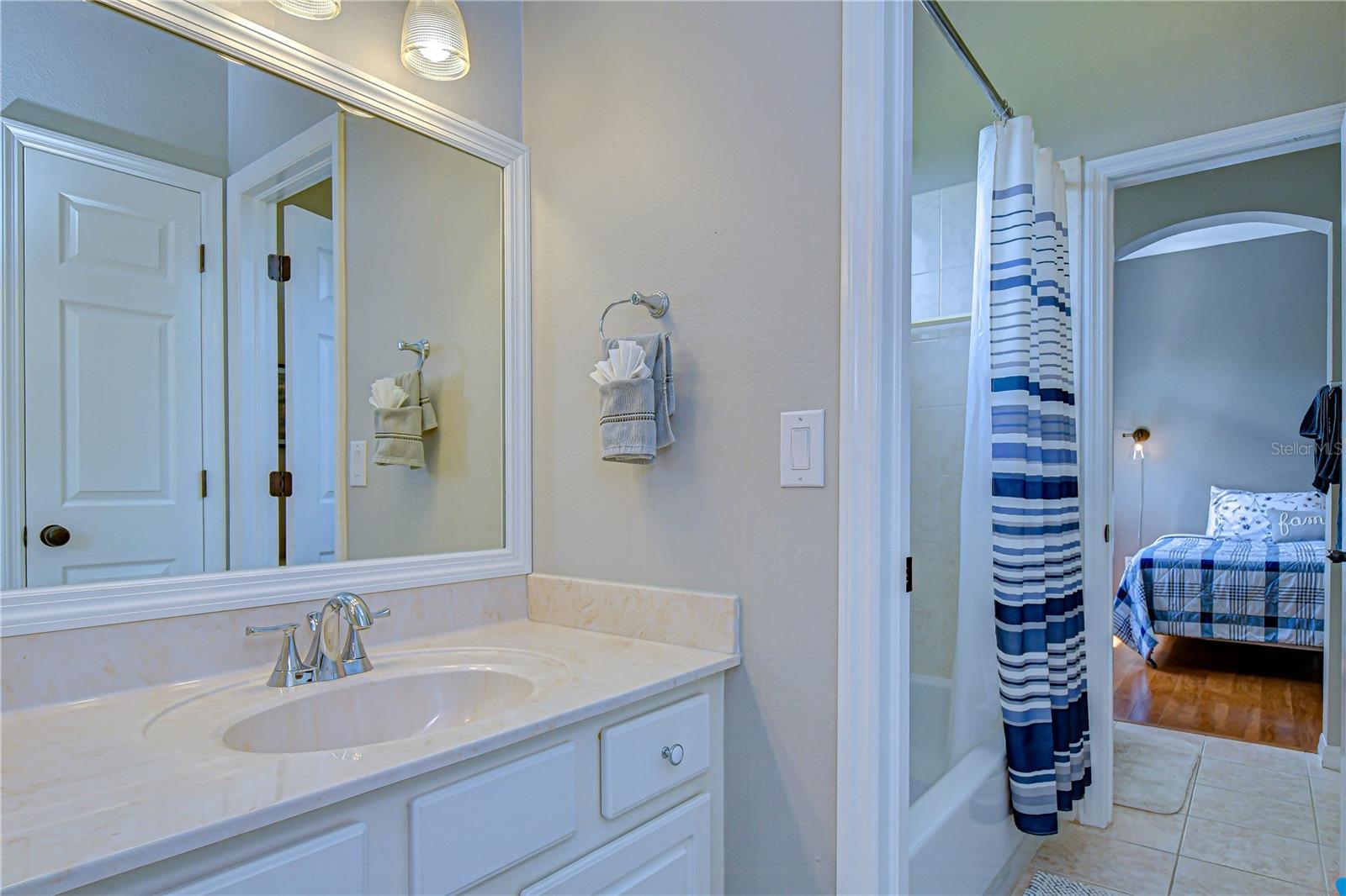 Jack-and-Jill bathroom connected to third bedroom