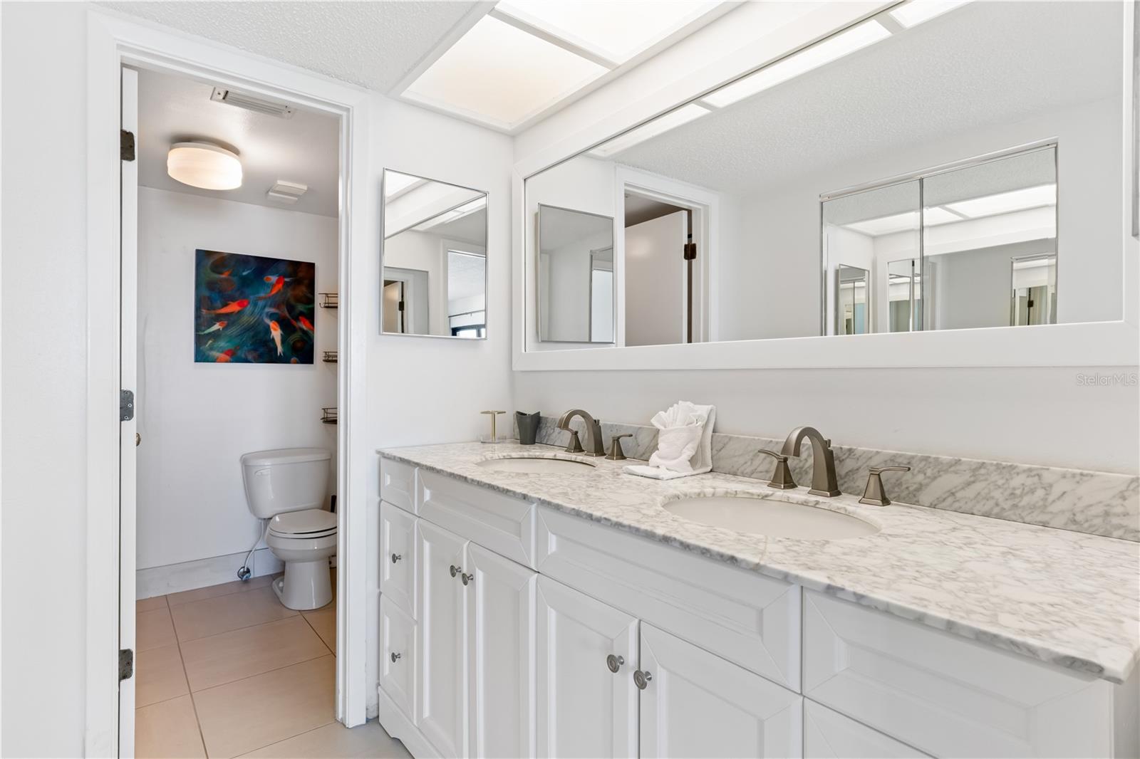 Primary bathroom with double vanities