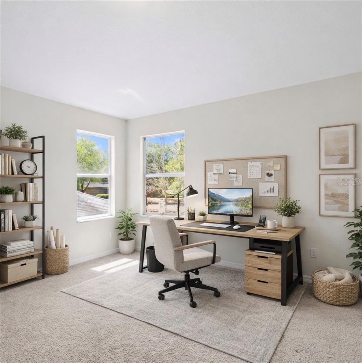 Virtually Staged Bedroom 4 as Home Office