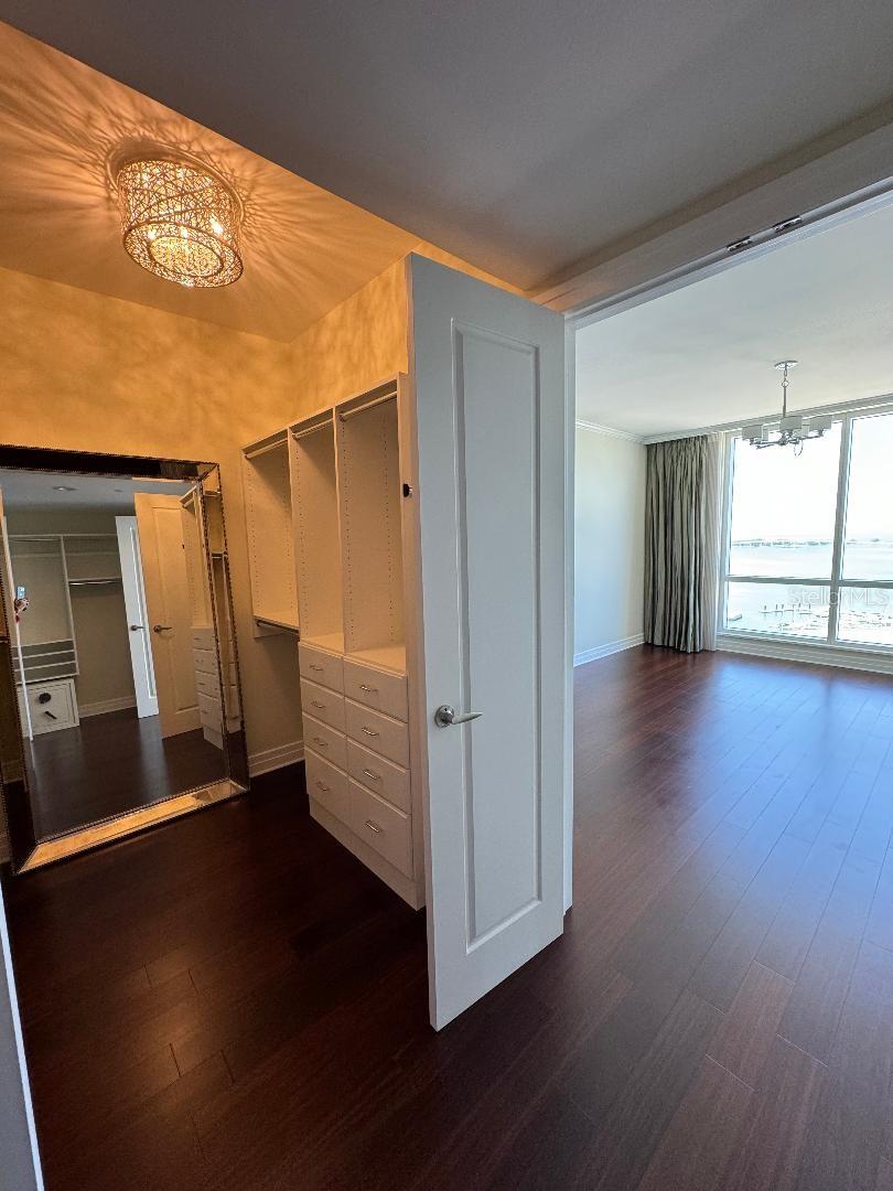 Master walk in looking into room and view