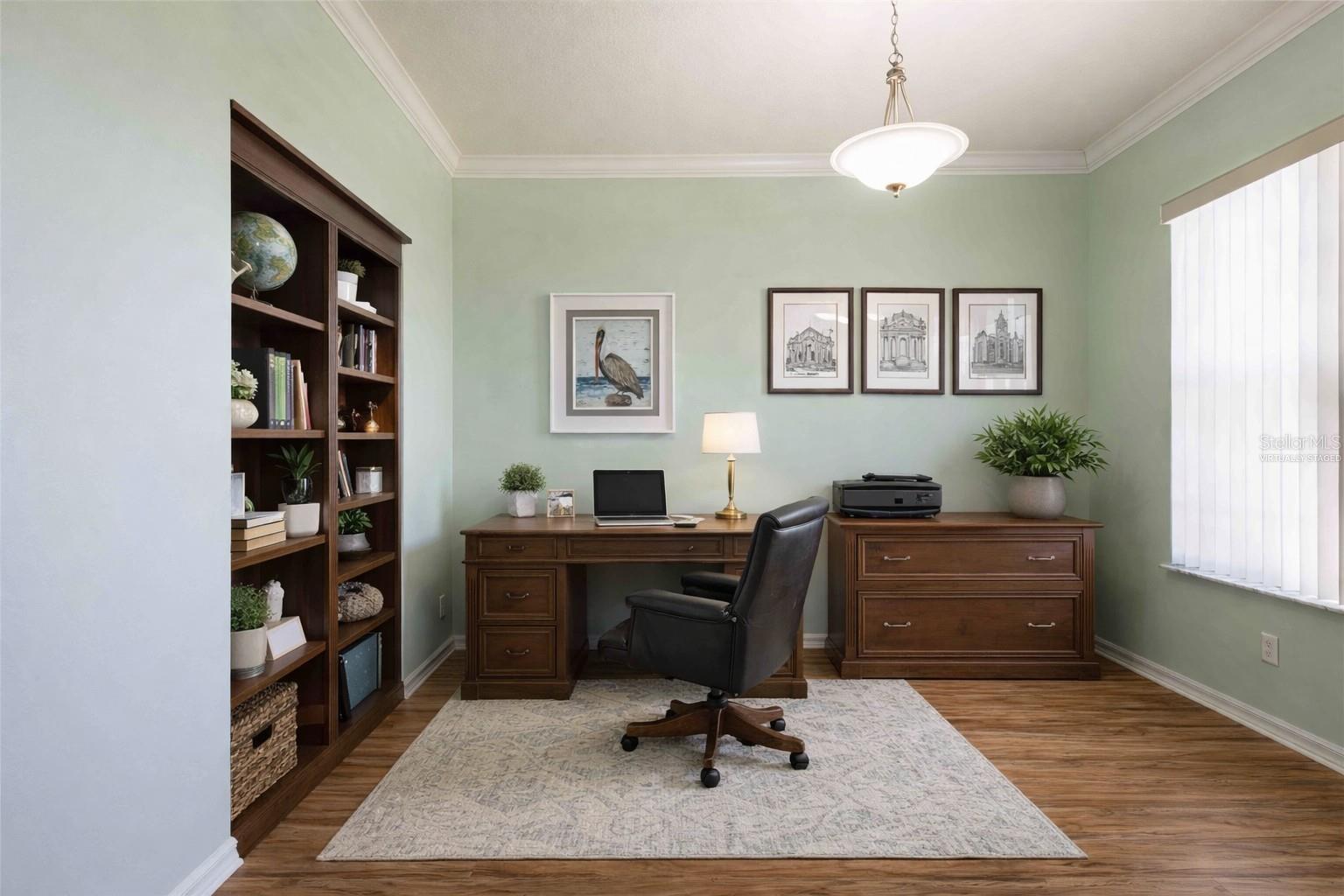 Virtually staged office.