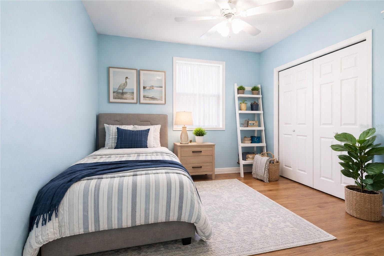 Virtually staged bedroom.