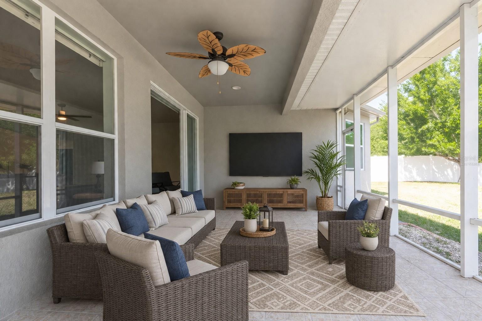 Virtually staged lanai.