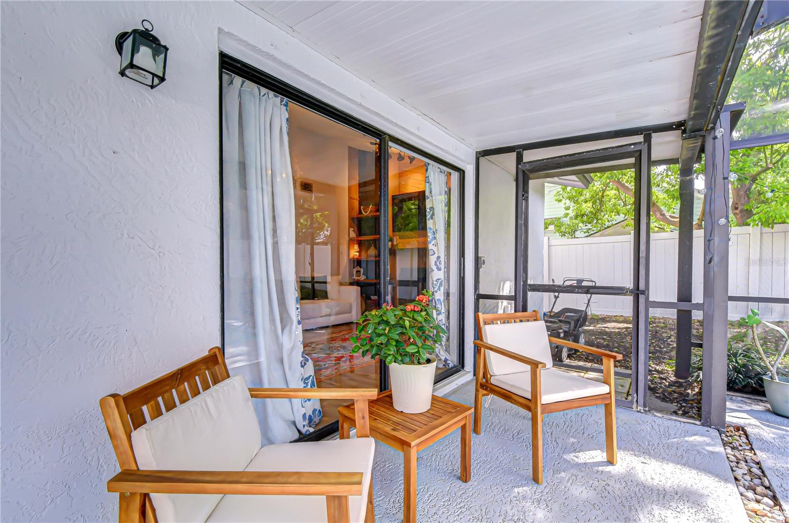 Spacious covered seating area.