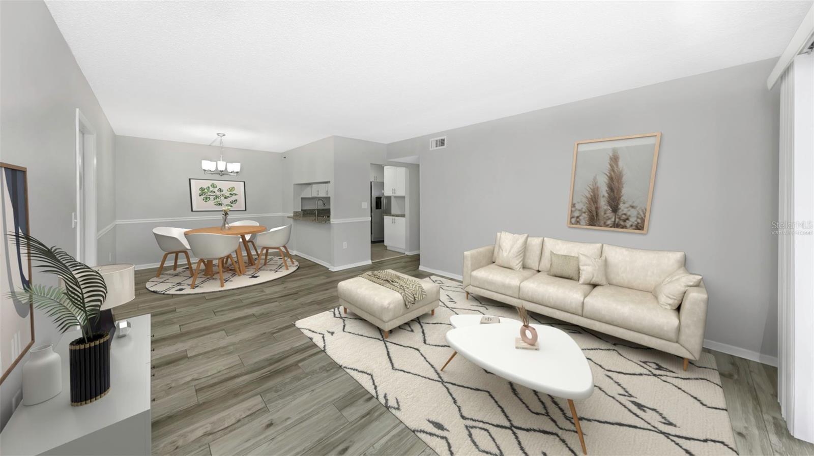 Living / Dining Virtually Staged