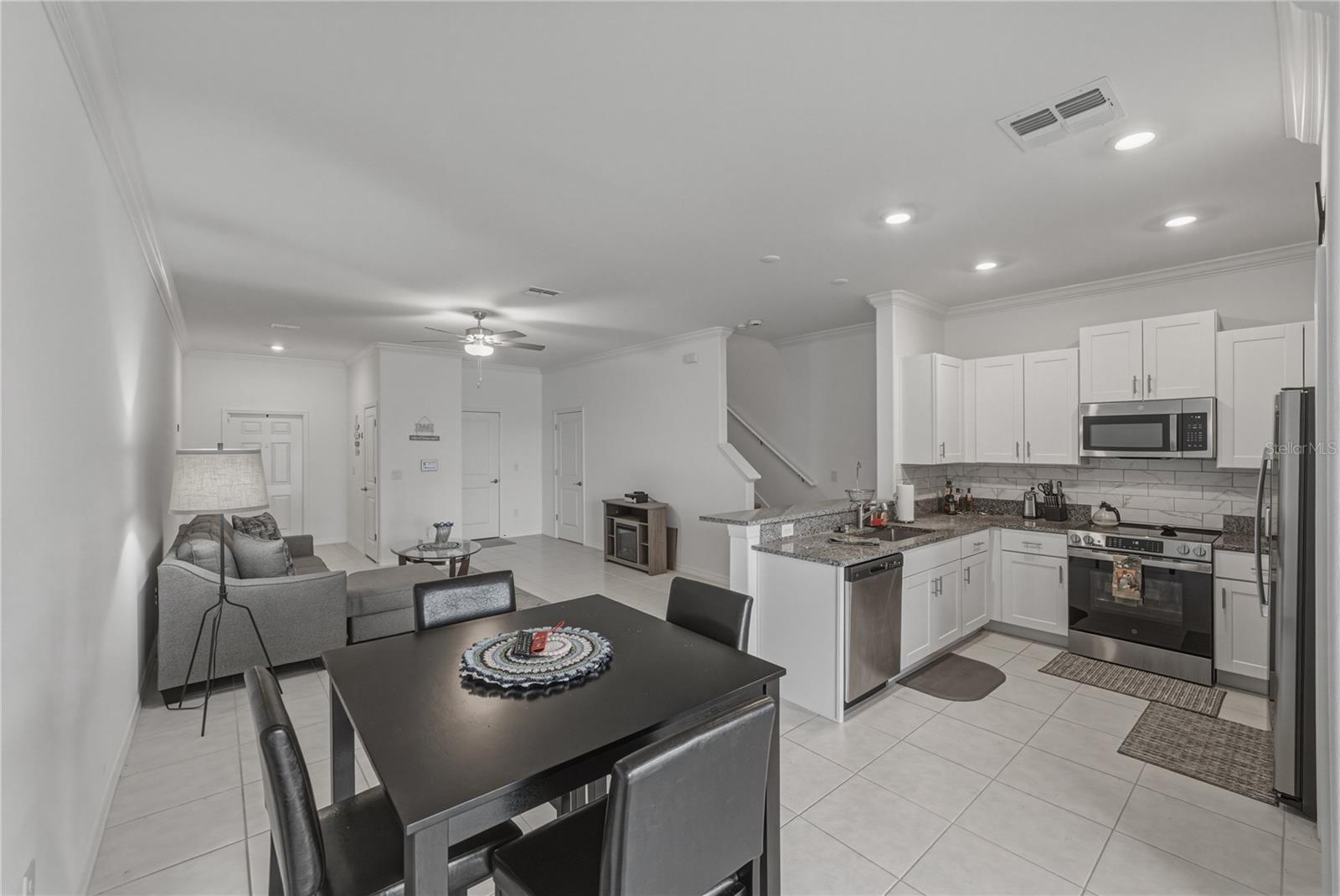 Open Living, Dining and Kitchen