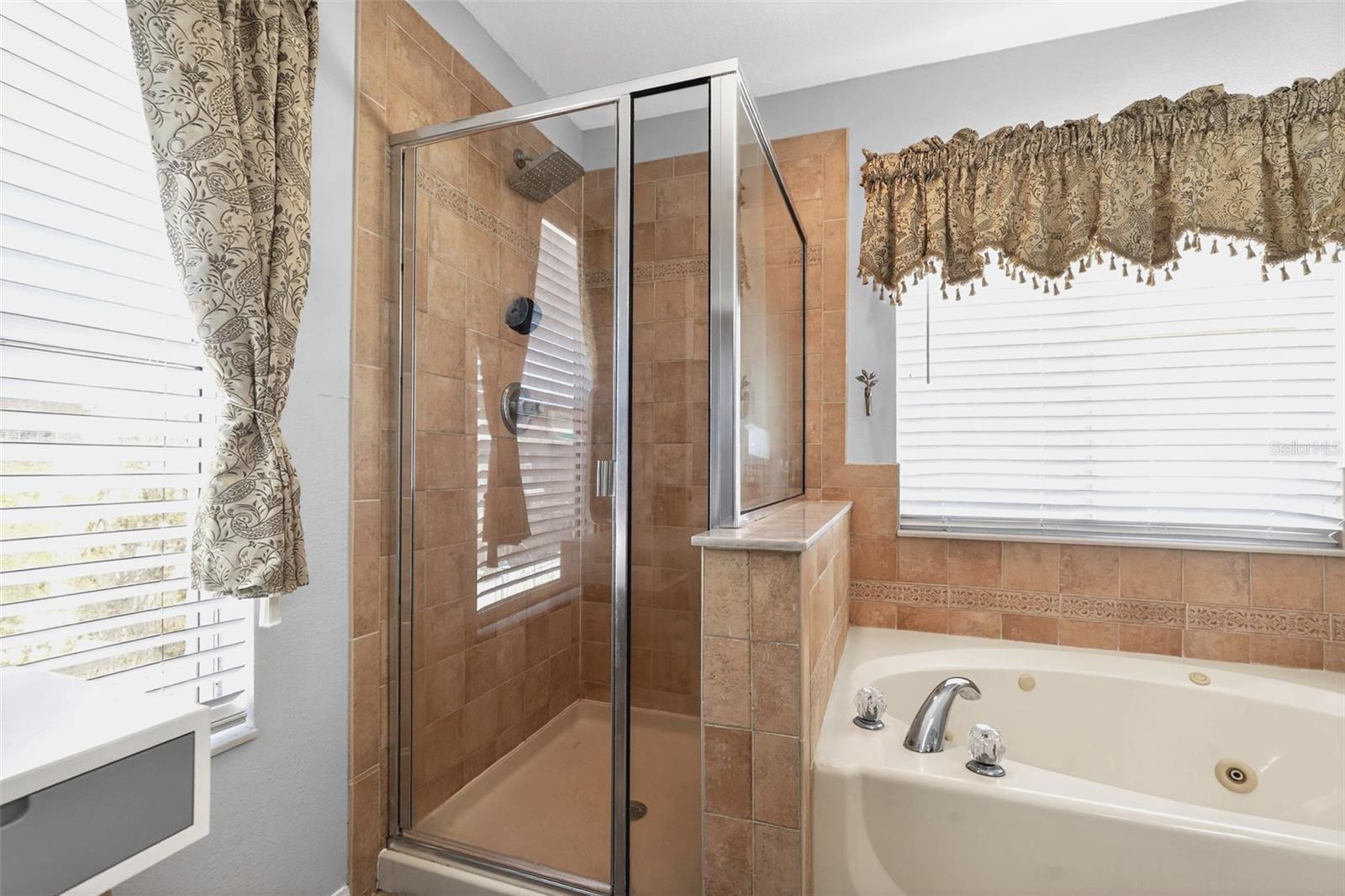 Primary Bath w/jetted spa tub and shower stall