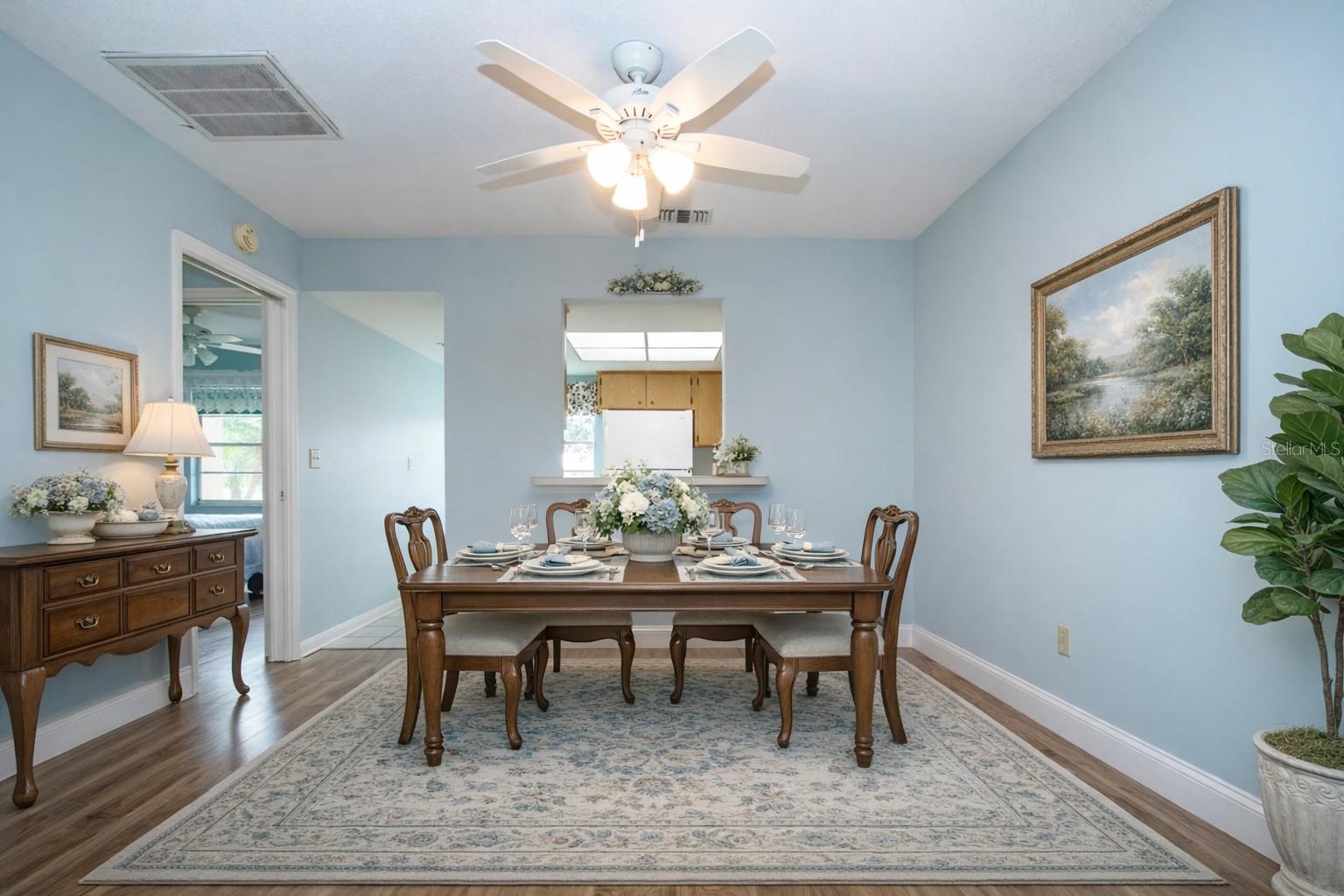 Digitally staged photo of dining room
