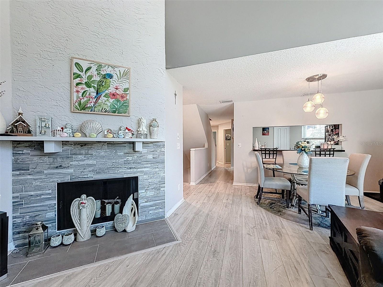 Wood burning fireplace