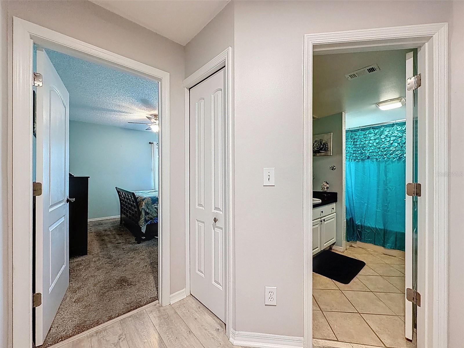 2nd bedroom on the second floor and hallway bathroom.  Ideal for overnight guests.