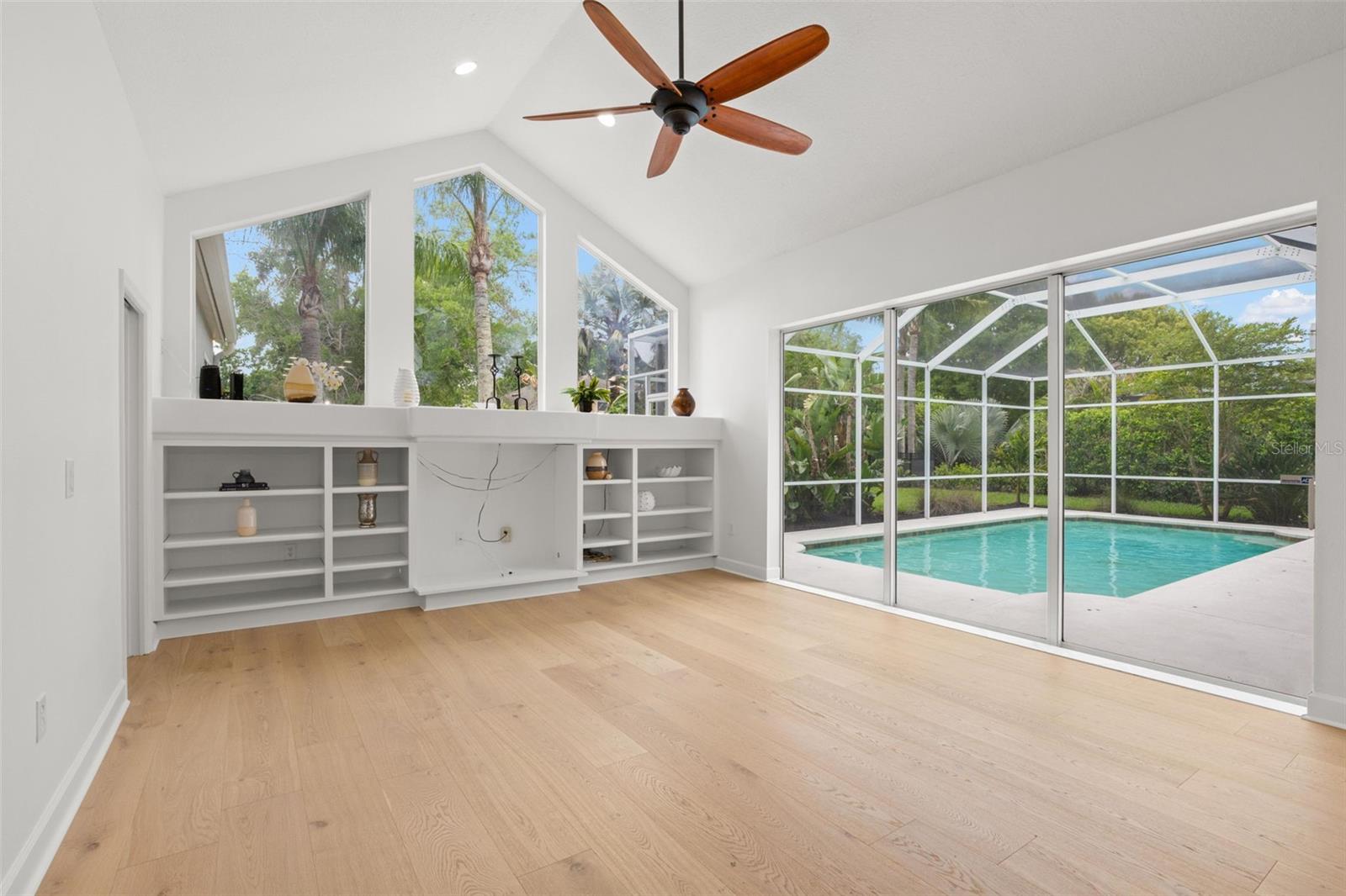 Family room with built-ins