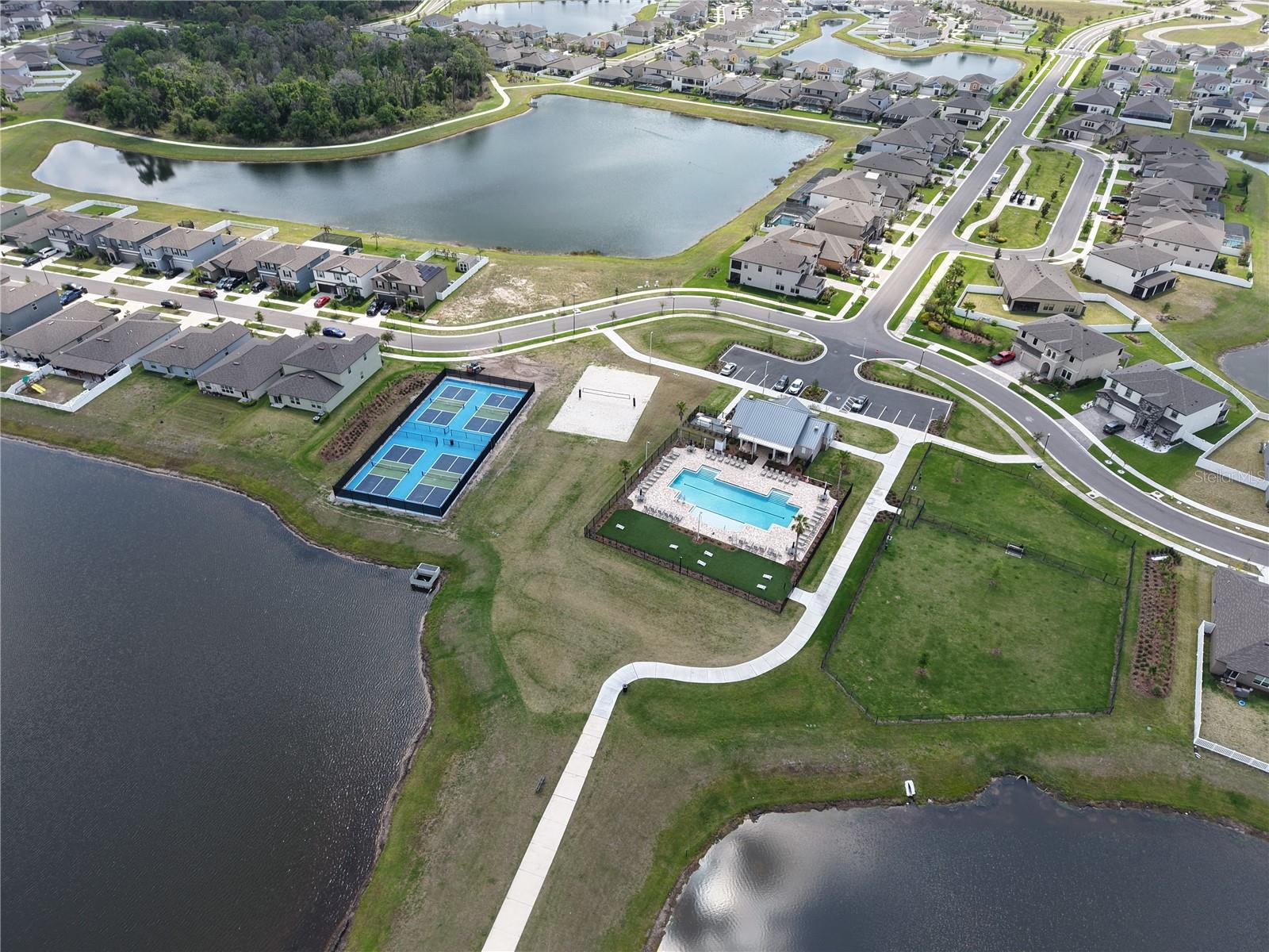 Aerial View of Amenity Center 2, Pickleball, Pool, Sand Volleyball