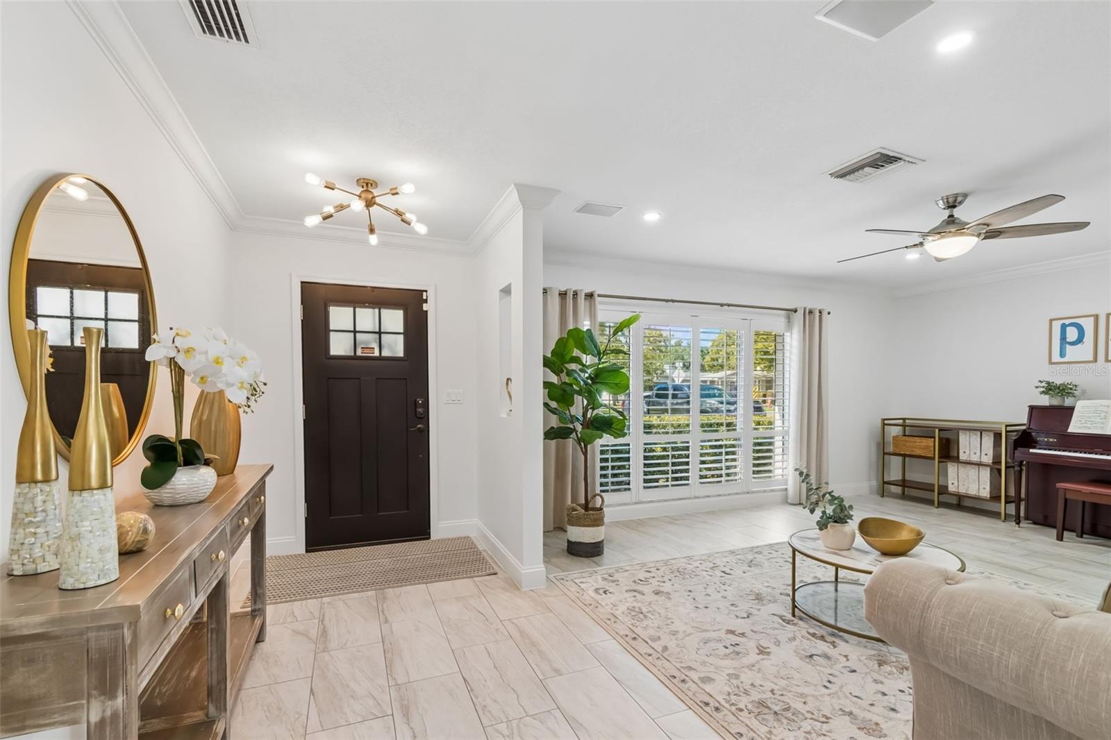 Large great room with tons of sunlight.