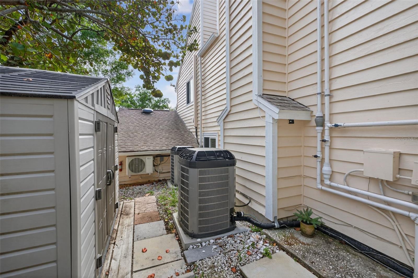 2 HVAC units from 2023 + mini split unit in the garage + outdoor shed.