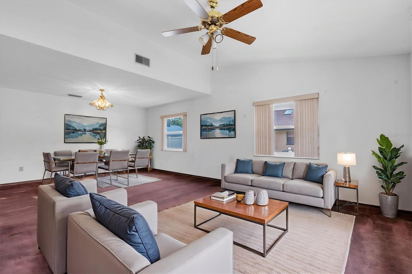 Virtually staged Living Room/Dining Room