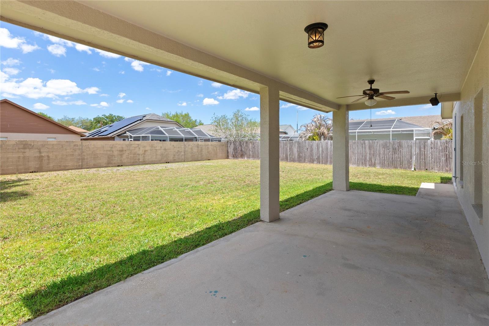 Covered patio for shade and added flexibility in entertaining