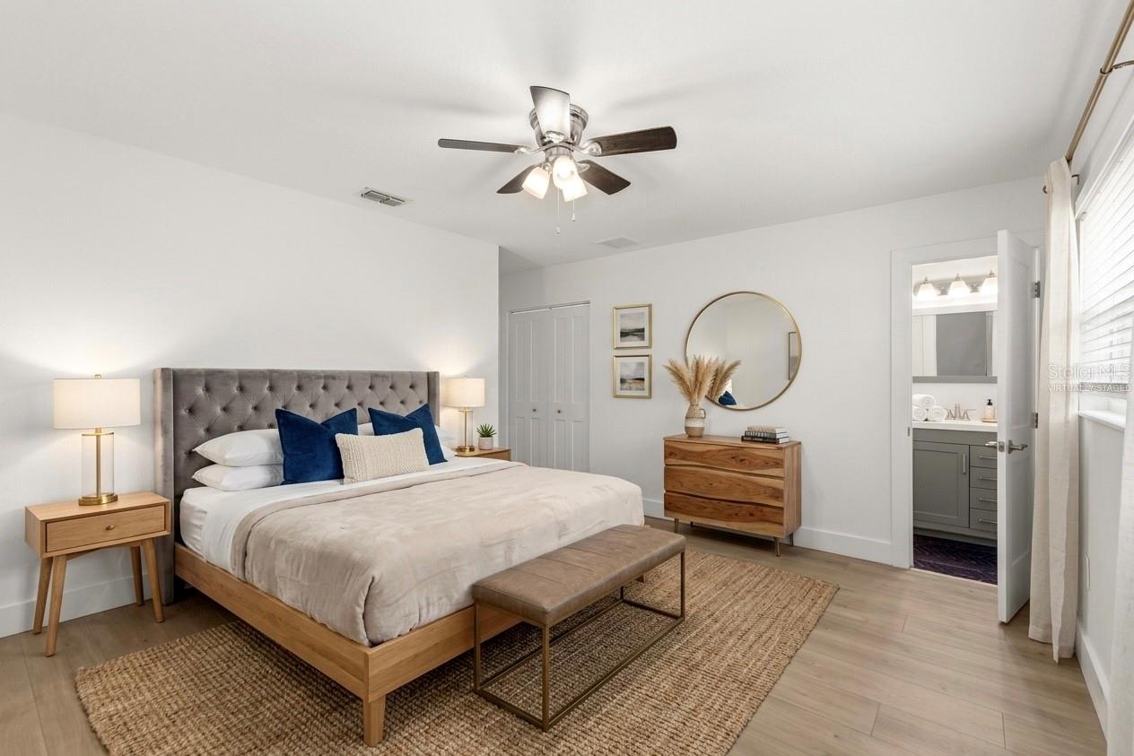 virtually staged primary bedroom