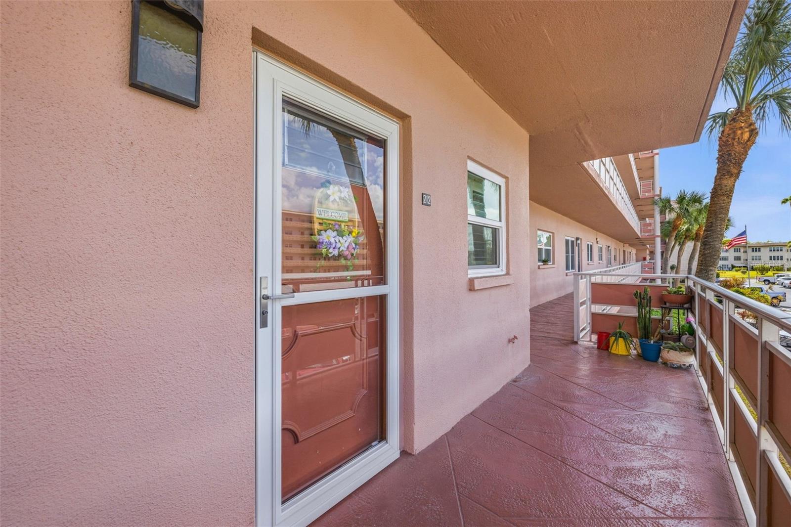 Private entry walkway at Five Towns condo