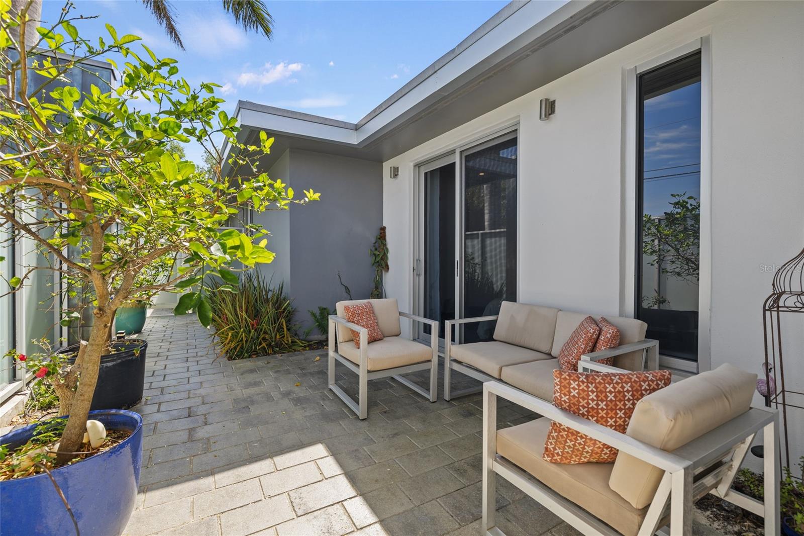 Peaceful private courtyard patio ideal for morning coffee or quiet relaxation