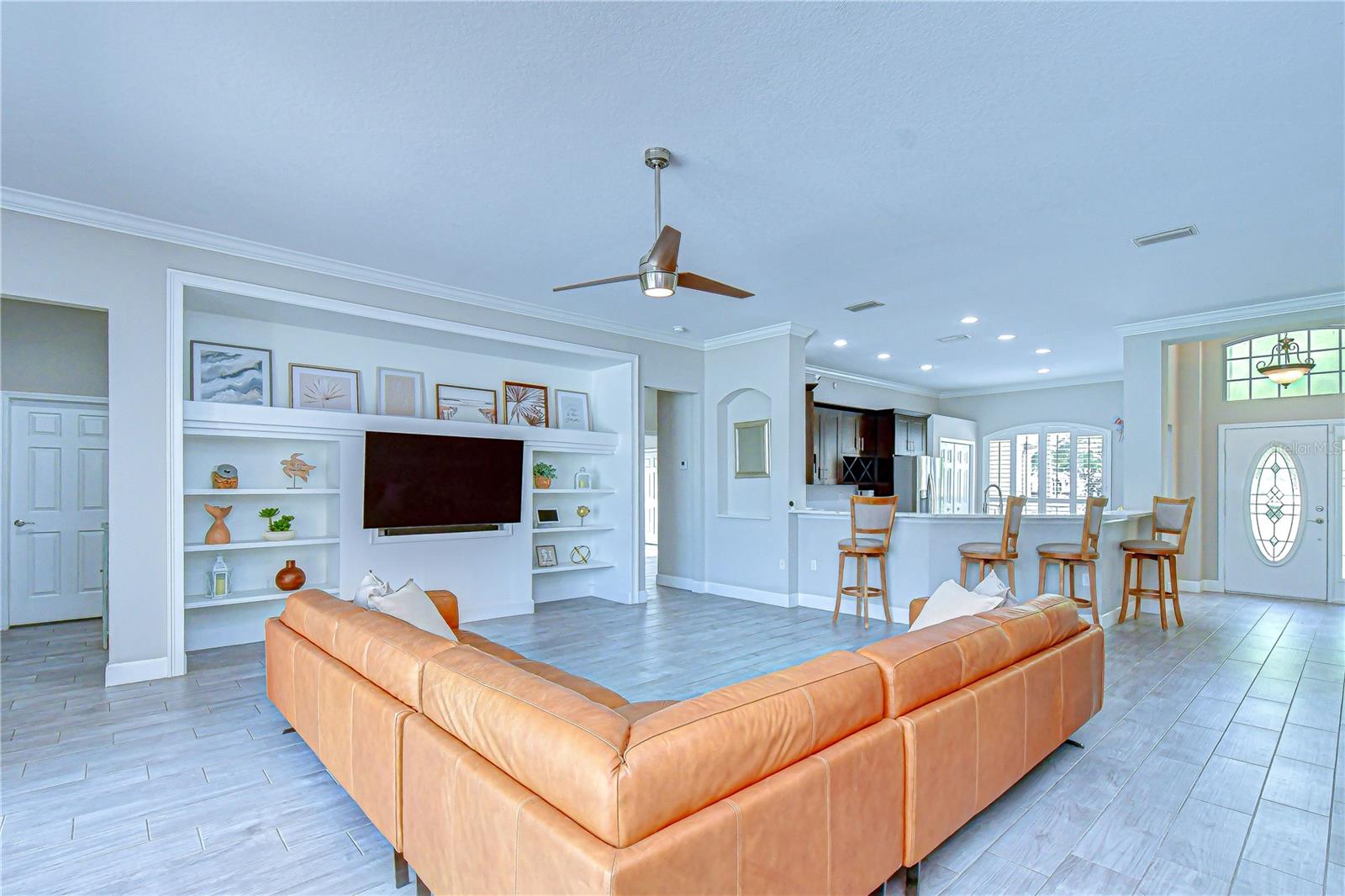 Spacious family room perfect for entertaining.