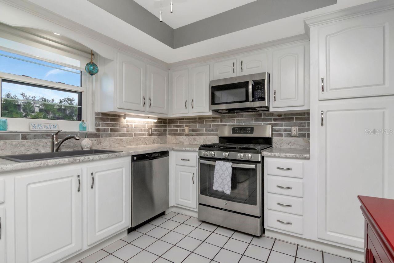 Pond view with birds and turtles