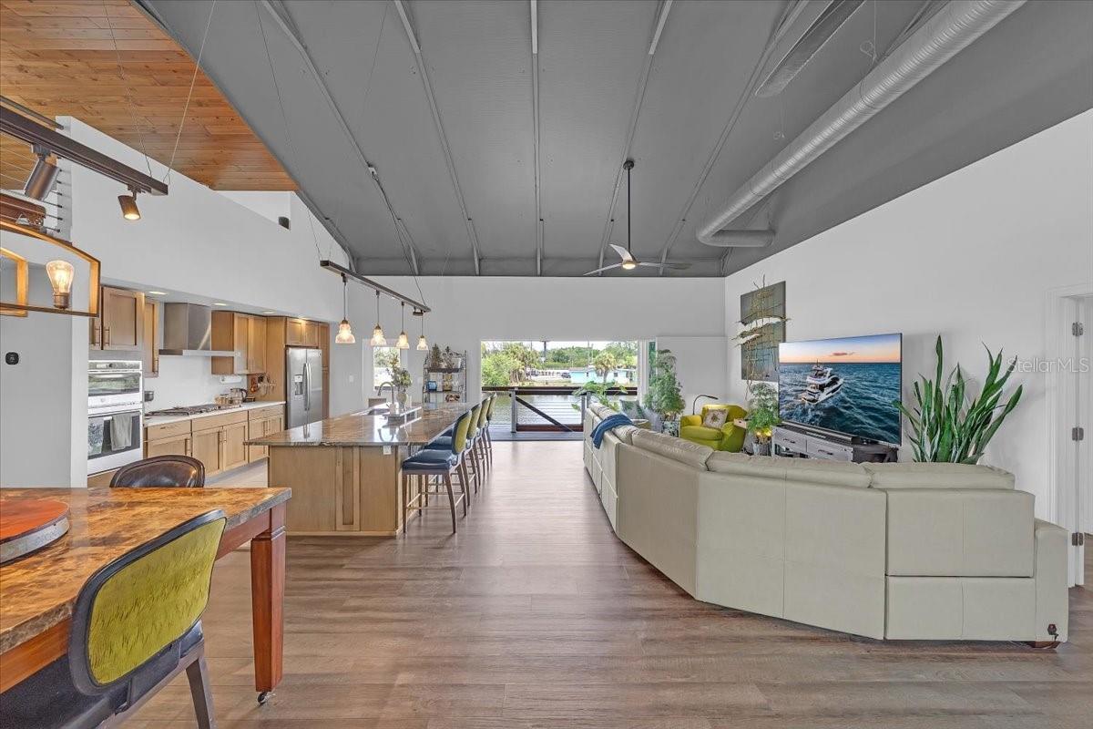 Open-concept living area with expansive water views.