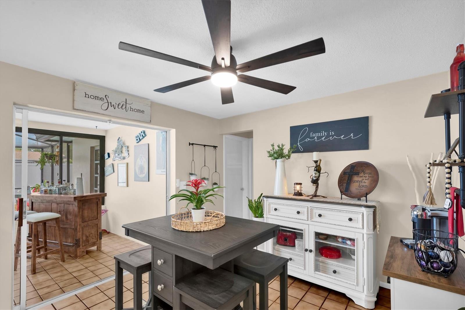 Dining area with plenty of space for a hutch or coffee bar!