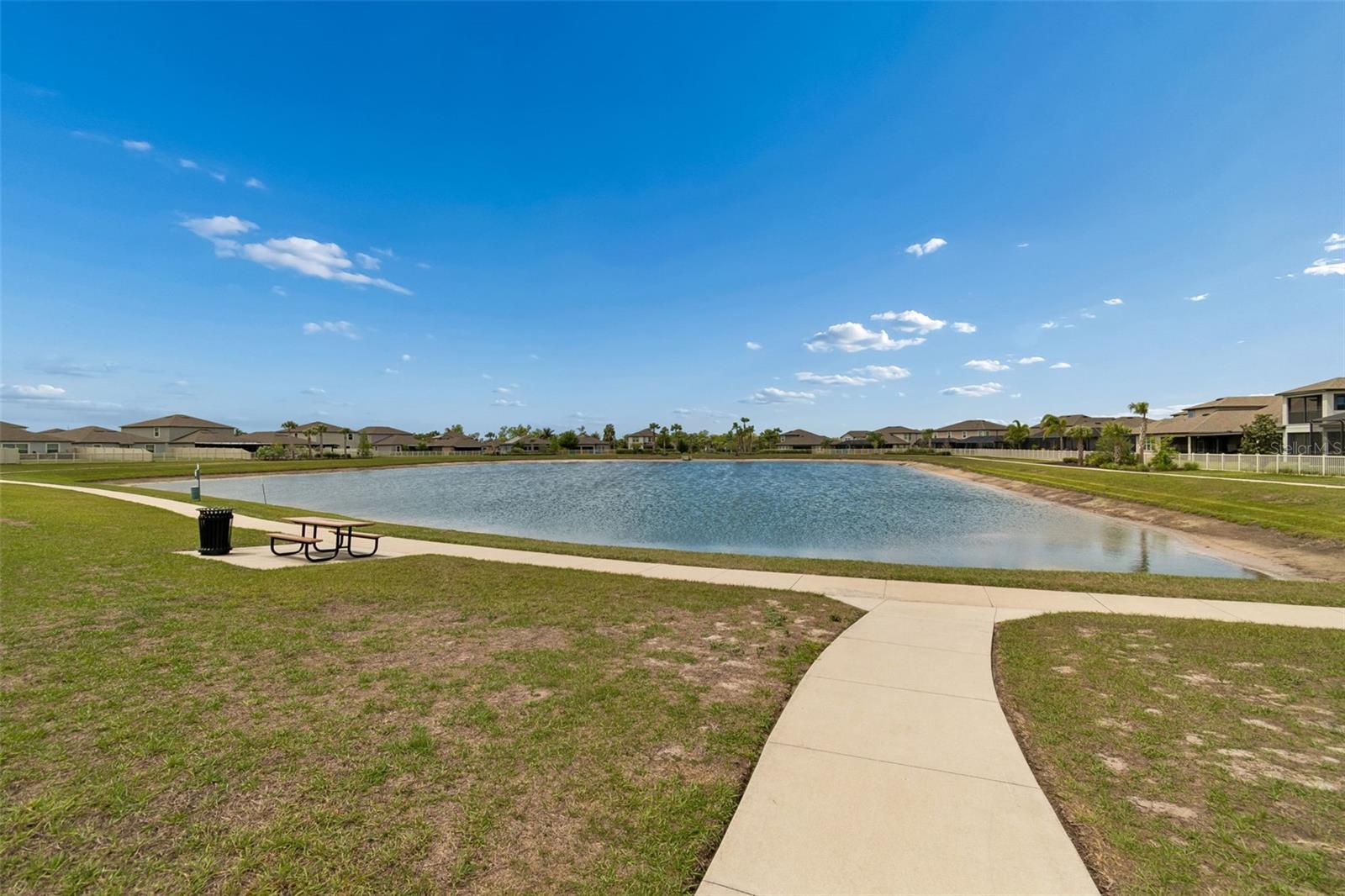walking trail around a beautiful pond