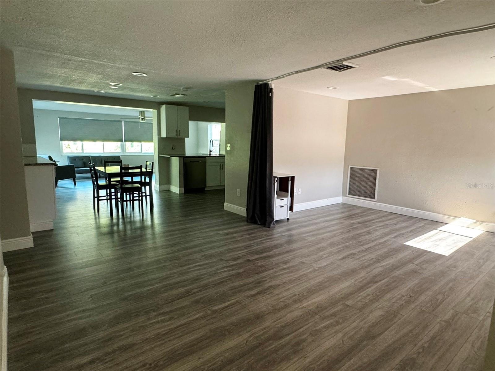 from entrance, separate living on the right