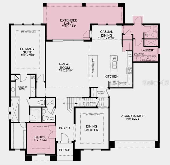 Additional Highlights Include: Study in place of flex, extended lanai, downstairs full bathroom, shower at upstairs bath 3, tray ceiling package, 8' interior doors, and sink at laundry.