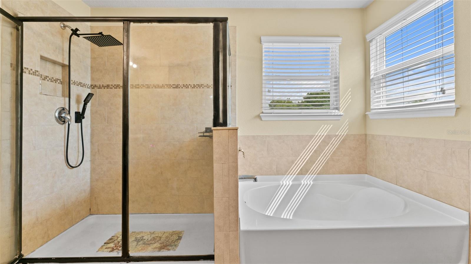 Primary Bathroom Shower and Soaking Tub