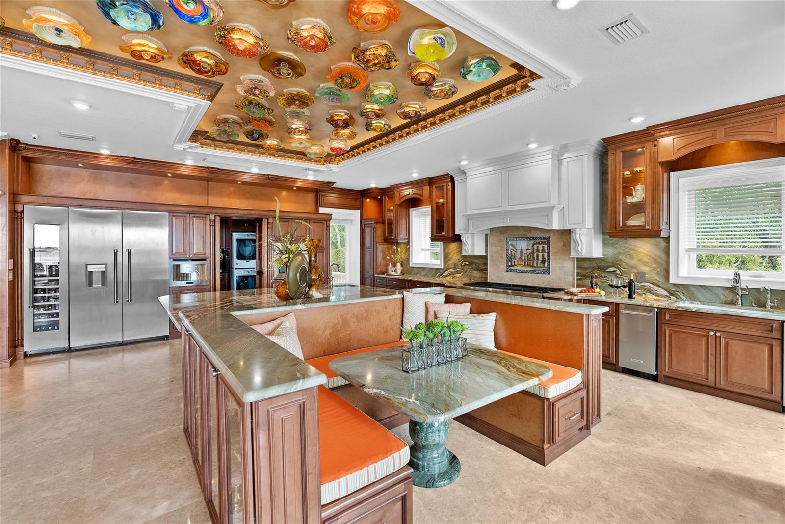 Built-in dinette seats four comfortably.