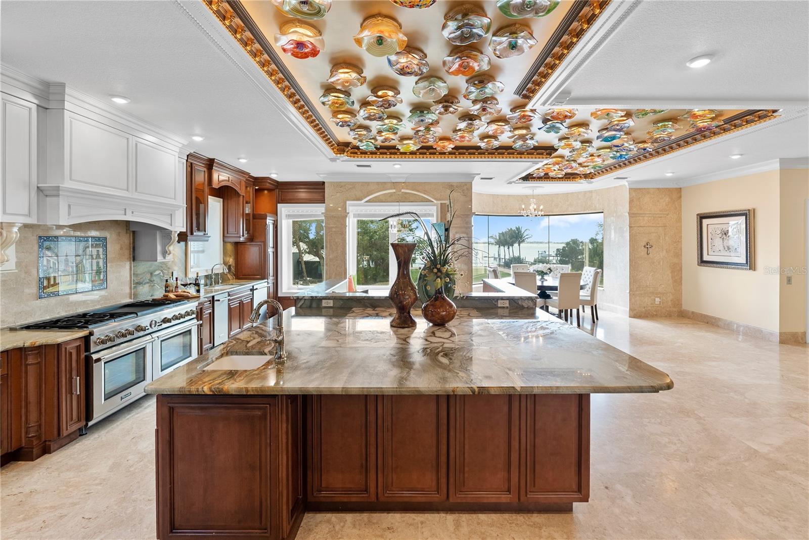 Imported and hand picked quartzite counters and backsplashes.