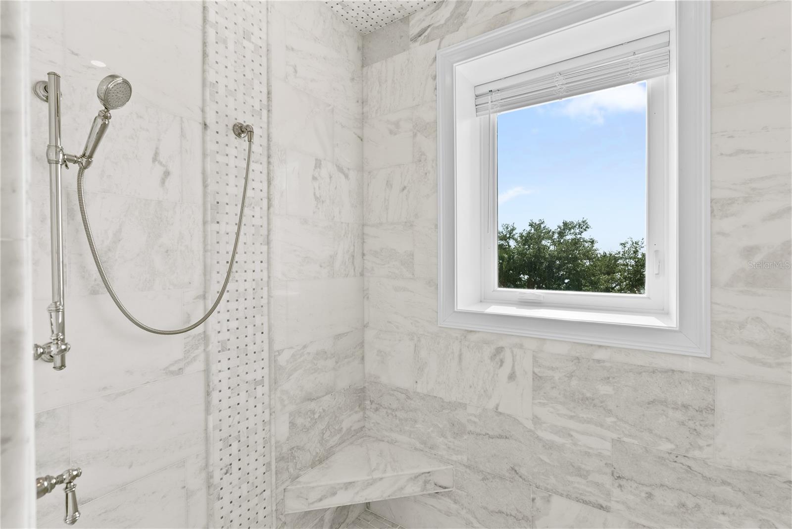 Light-filled bath with clean lines and timeless materials.