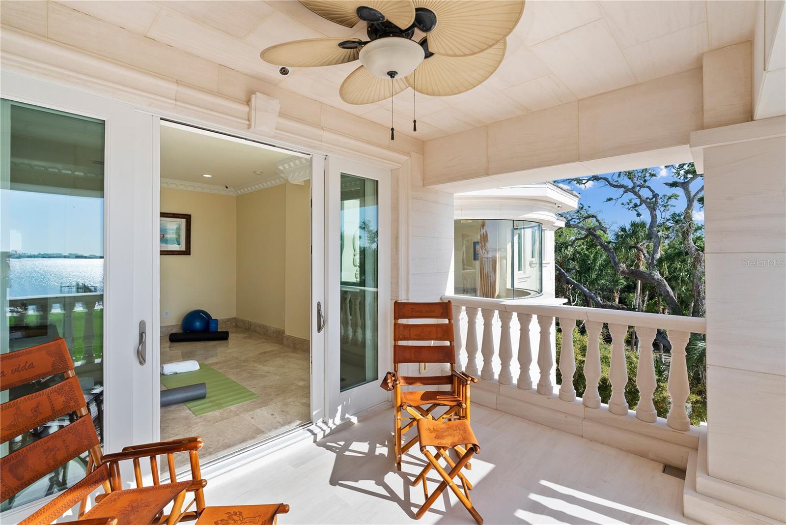 Large water view balconies. Relax after a yoga work out. Flexible space designed for health and lifestyle.