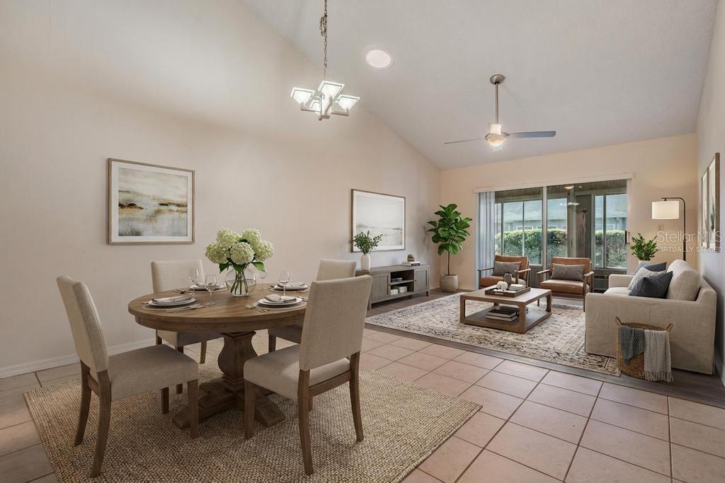 Virtually staged Living room/dining room