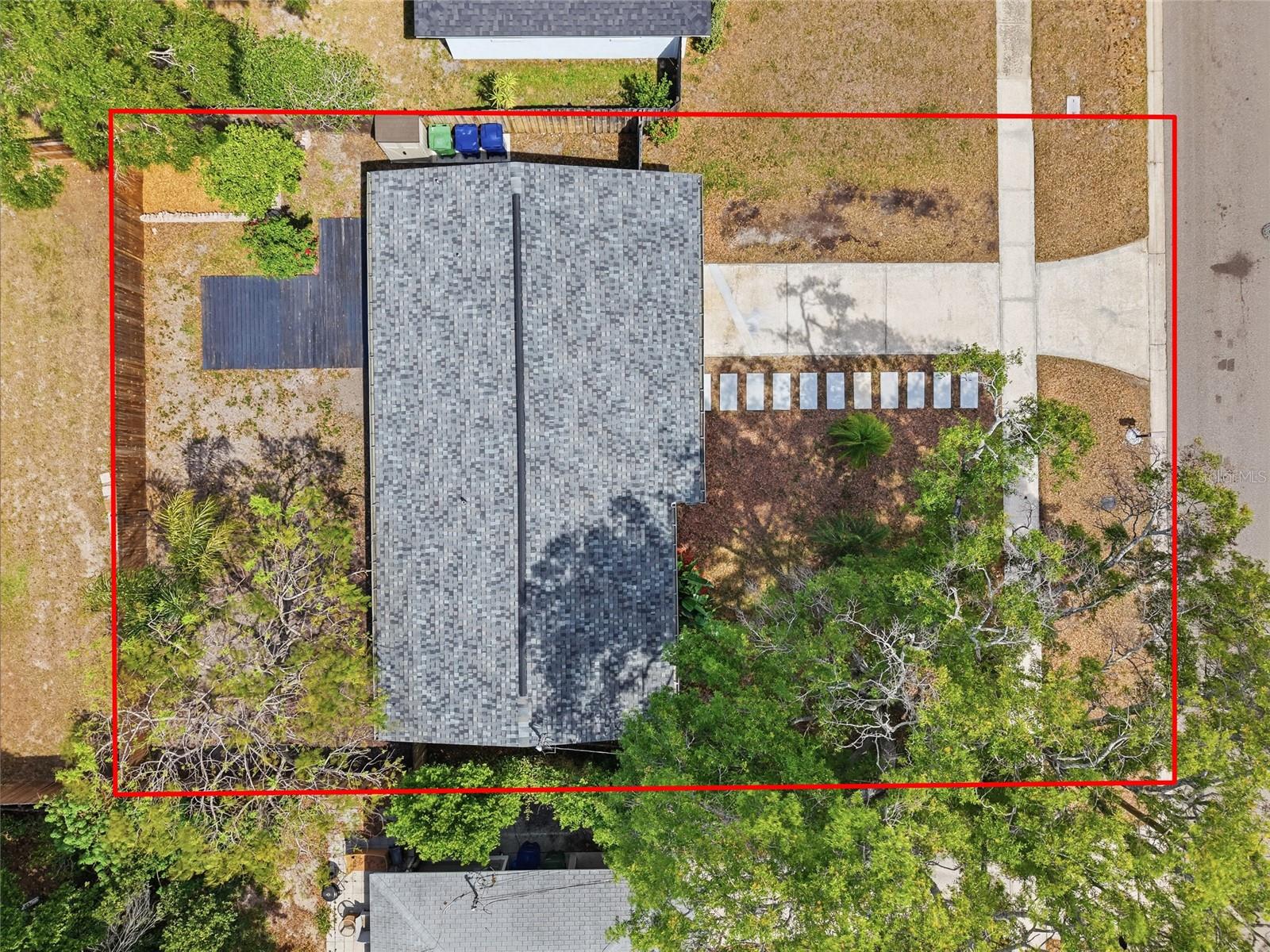 Aerial View of Property with Estimated Property Boundary Lines
