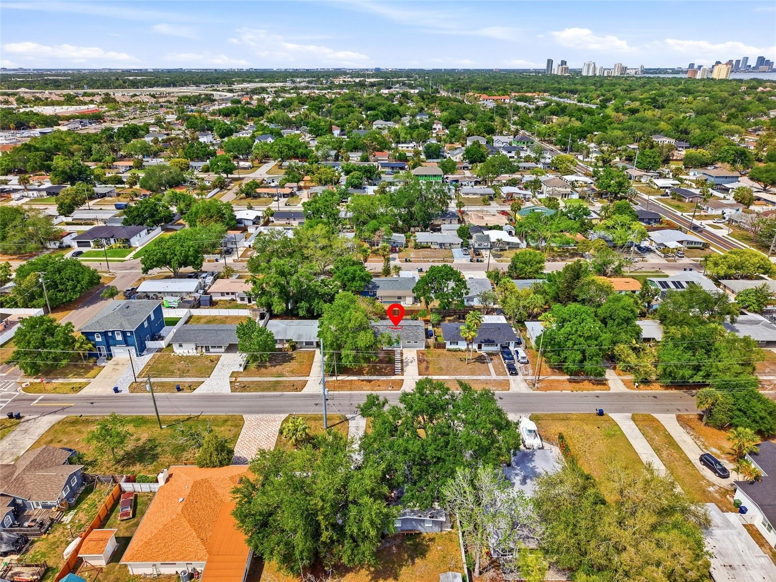Aerial View of Neighborhood with Proximity of Downtown Tampa