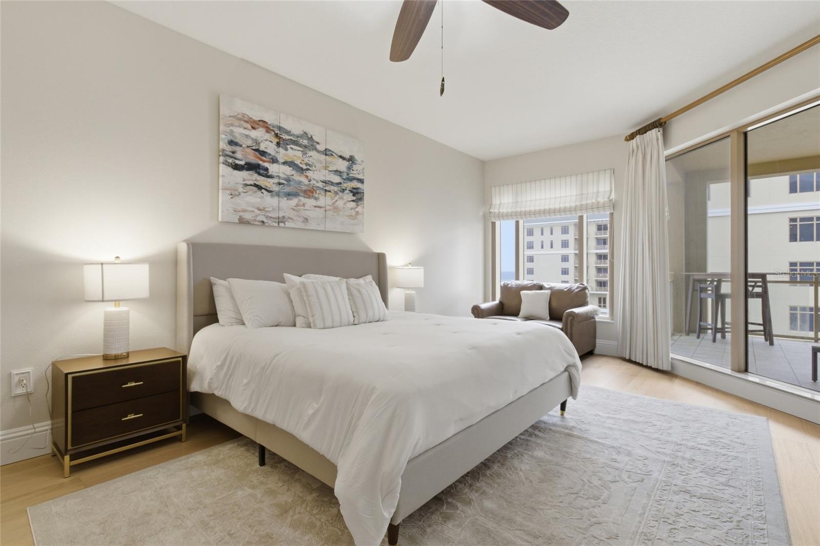 Primary bedroom has amazing views.