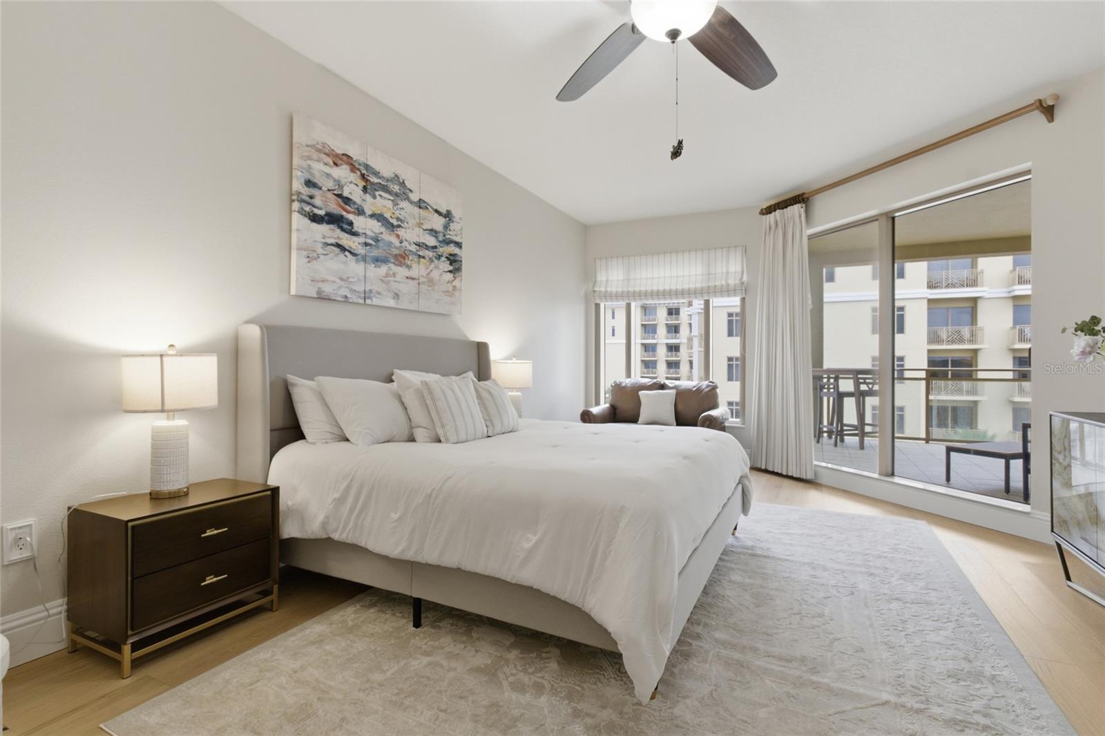 New flooring in primary bedroom.