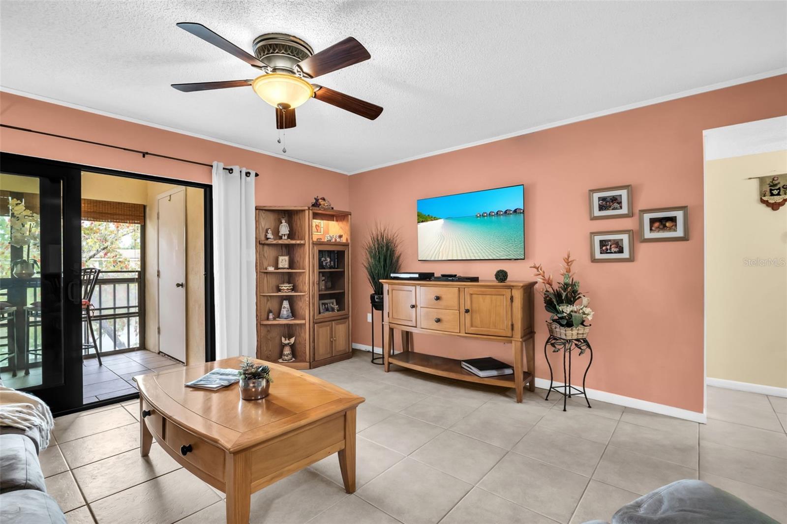 Beautiful tile flooring flows seamlessly throughout~