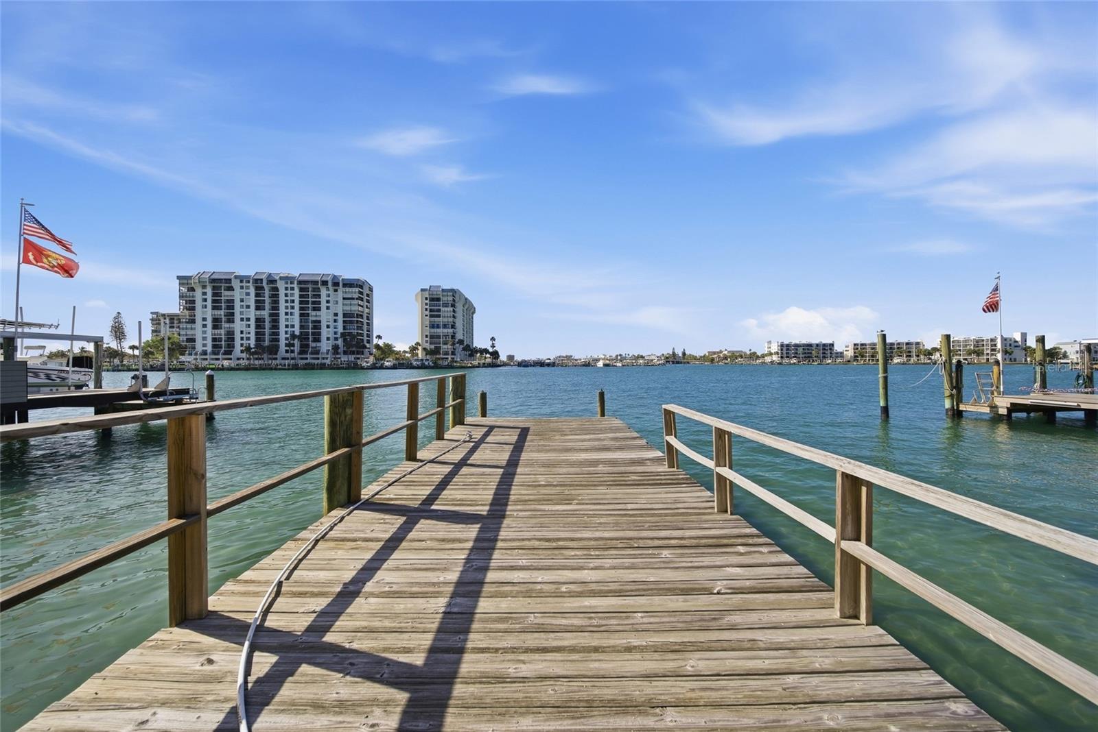 View from the backyard of the dock looking south at The devil's Elbow and Intracoastal towards the channel to the Gulf of Mexico.