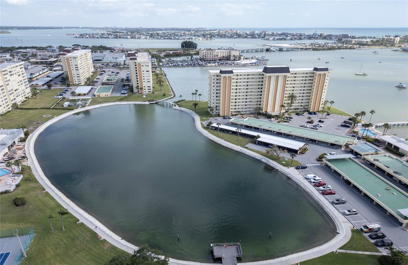 aerial view of lagoon, the Continental bldg on Right,