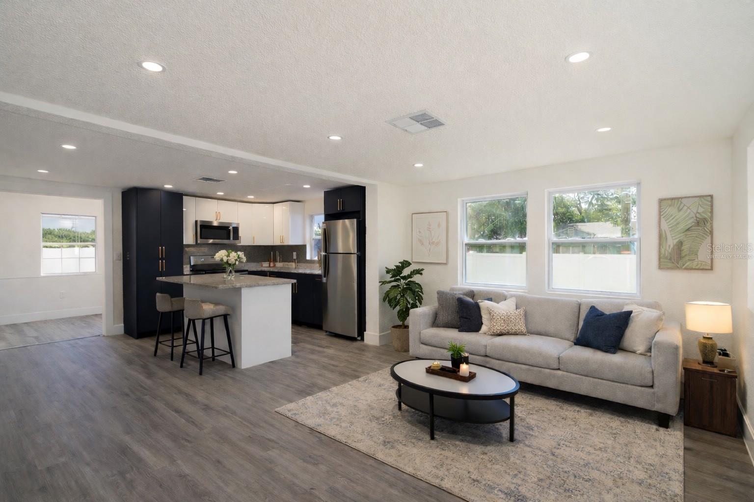 Virtually staged, living room