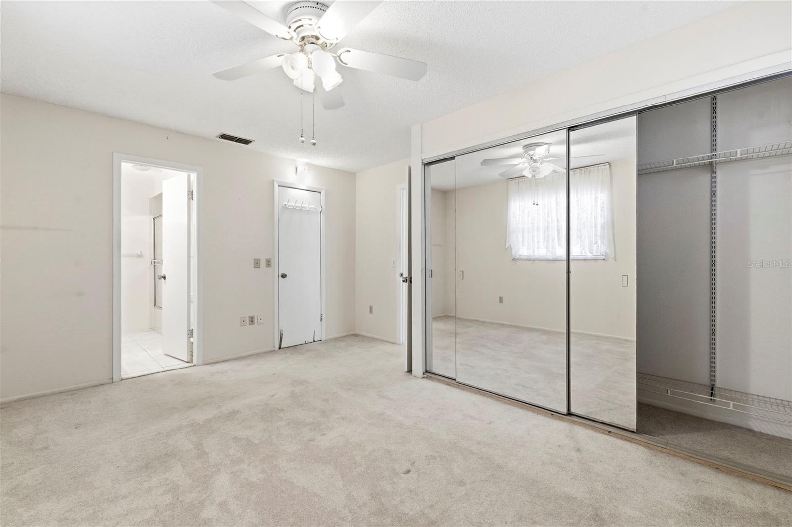 Dual closets in the primary bedroom.